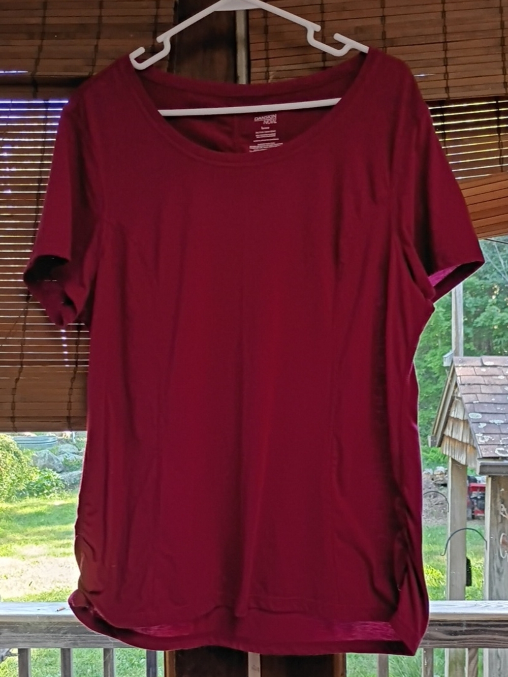 Danskin Now Short Sleeve Scoop Neck Top - Burgundy